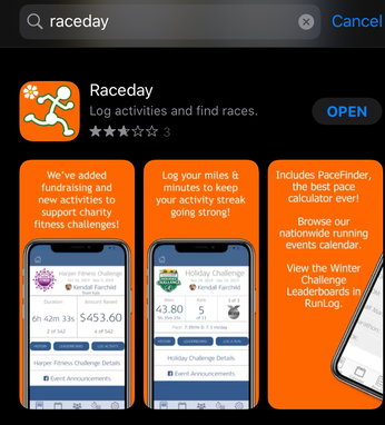 Image of Raceday app in the app store.